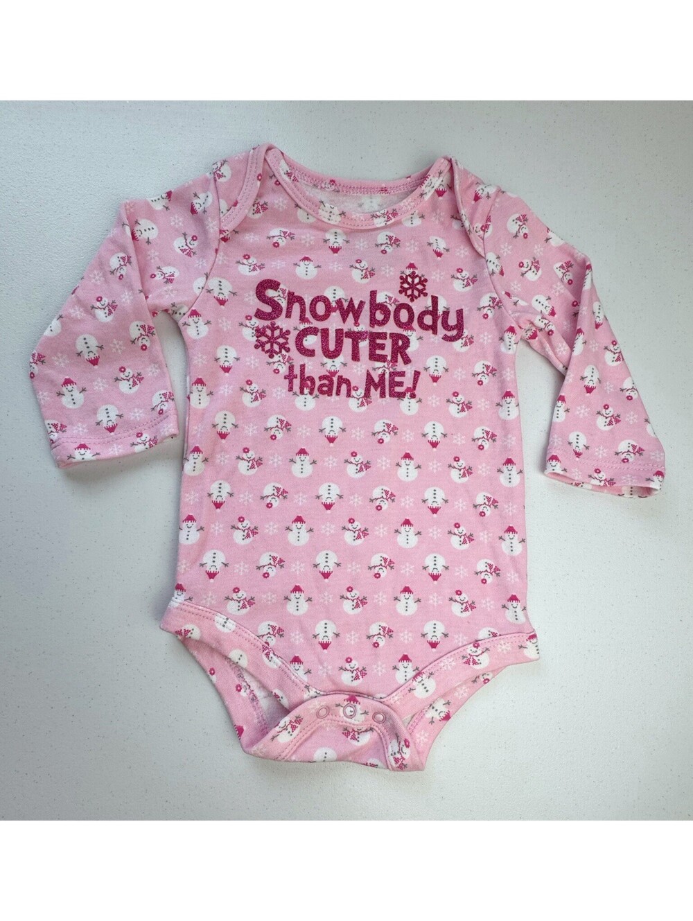 Snowman Patterned Long Sleeve Bodysuit 6-9 Months